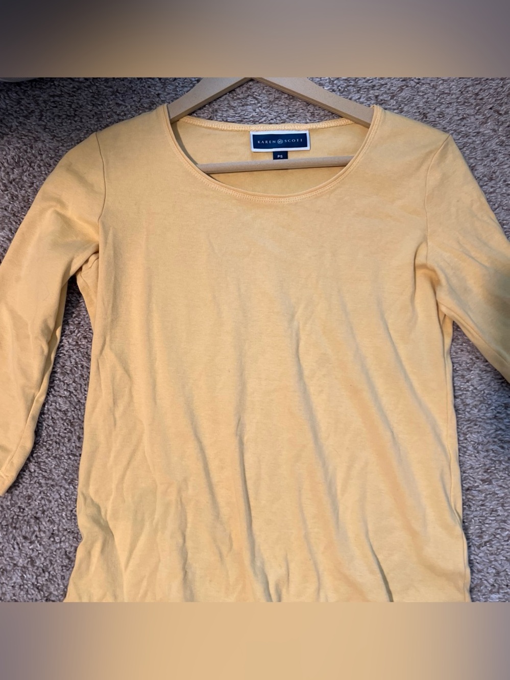 Karen Scott Yellow Long Sleeve Scoop Neck Tee